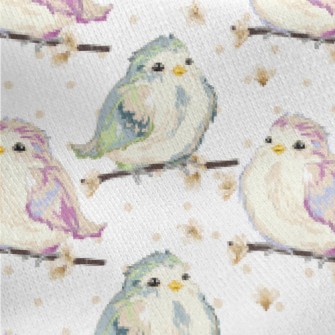 Hand Drawn Colorful Sparrow Jersey Backed Fleece