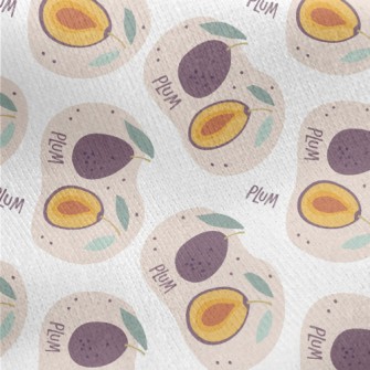 Cute Hand Drawn Plums Jersey Backed Fleece