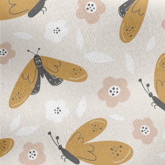 Hand Drawn Cartoon Butterfly Jersey Backed Fleece