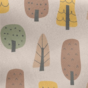 Hand Drawn Autumn Forest Jersey Backed Fleece