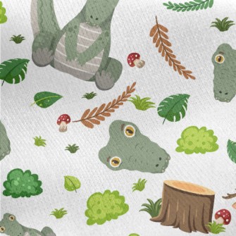 Cartoon Forest Crocodile Jersey Backed Fleece