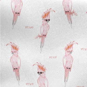 Trendy Pink Parrot Jersey Backed Fleece