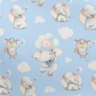 Hand Drawn Mouse And Elephant Pongee
