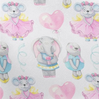 Hand Drawn Girly Animals Pongee