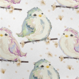 Hand Drawn Colorful Sparrow Pongee