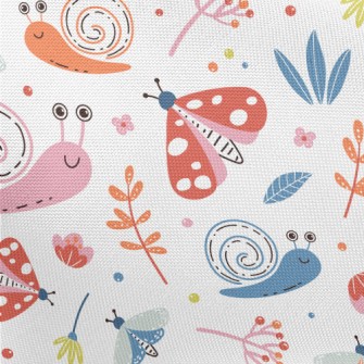 Colorful Snail And Butterfly Pongee