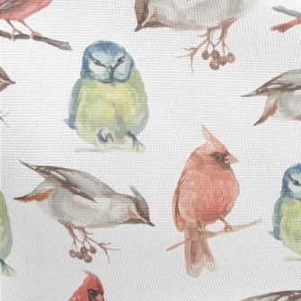 Watercolor Hand Drawn Birds Pongee