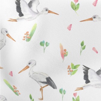 Birds And Plants Lightweight Cotton Poplin