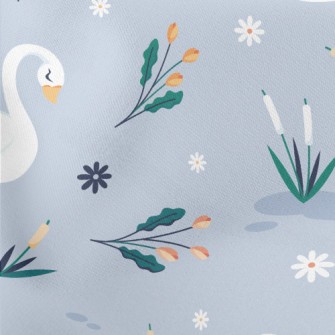 Elegant Swan By The Lake Lightweight Cotton Poplin