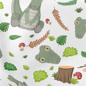 Cartoon Forest Crocodile Lightweight Cotton Poplin