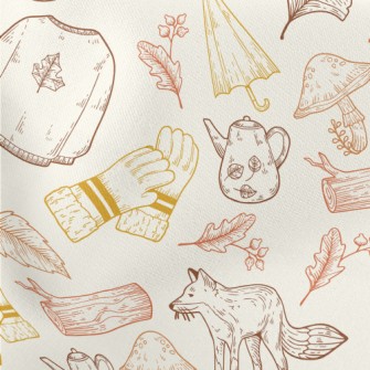 Hand Drawn Harvest Festival El Lightweight Cotton Poplin