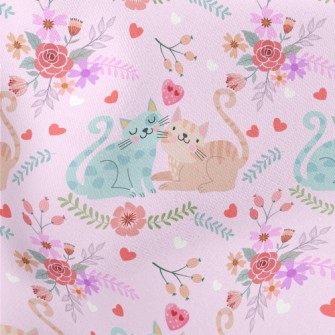 Cute Couple Cats Lightweight Cotton Poplin