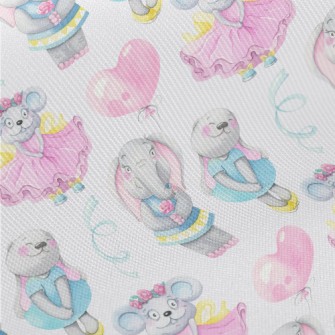 Hand Drawn Girly Animals Midweight Cotton Poplin