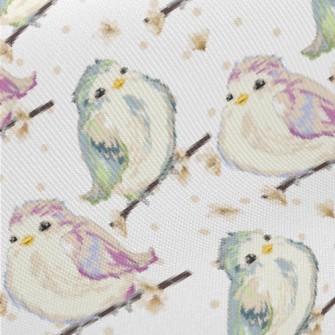 Hand Drawn Colorful Sparrow Midweight Cotton Poplin