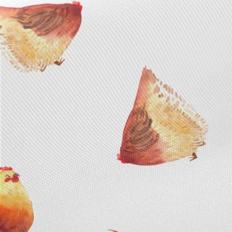 Watercolor Hand Drawn Hen Midweight Cotton Poplin