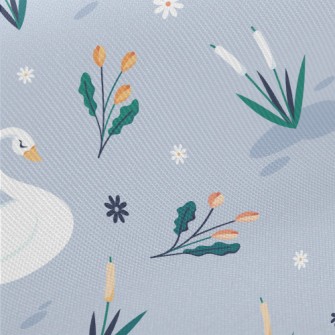 Elegant Swan By The Lake Midweight Cotton Poplin