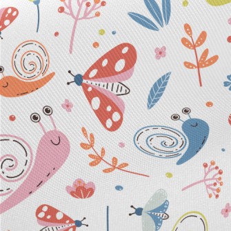 Colorful Snail And Butterfly Midweight Cotton Poplin