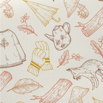 Hand Drawn Harvest Festival El Midweight Cotton Poplin