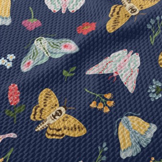 Artistic Doodle Butterfly Birdseye Piqué