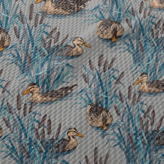 Hand Drawn Wild Duck Birdseye Piqué