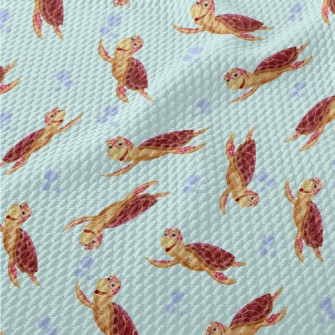 Happy Cartoon Turtle Birdseye Piqué