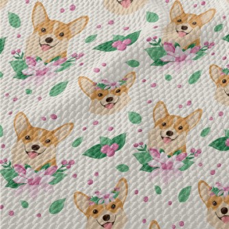 Happy Smiling Shiba Inu Birdseye Piqué