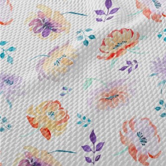 Colorful Watercolor Roses Birdseye Piqué