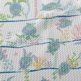 Ethnic Hand-painted Turtle Birdseye Piqué