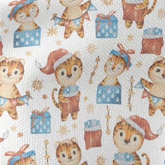 Merry Christmas Little Tiger Waterproof Canvas