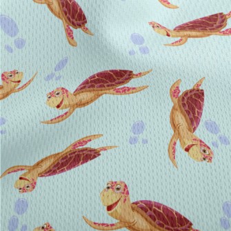 Happy Cartoon Turtle Athletic Mesh Flat Back