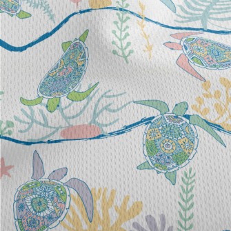 Ethnic Hand-painted Turtle Athletic Mesh Flat Back