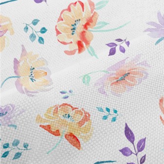 Colorful Watercolor Roses Performance Linen