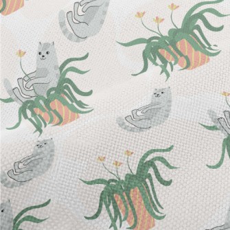 Cats Playing In Potted Plants Performance Linen