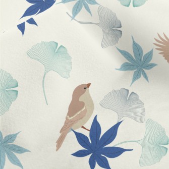 Colorful Leaves And Birds Micro Fleece