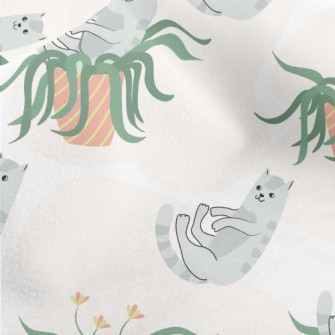 Cats Playing In Potted Plants Micro Fleece