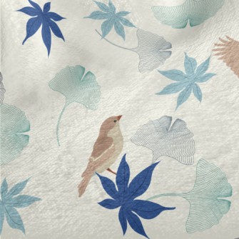Colorful Leaves And Birds Minky