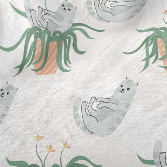 Cats Playing In Potted Plants Minky
