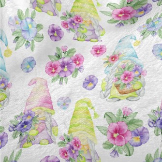 Hand Drawn Flower Gnome Minky