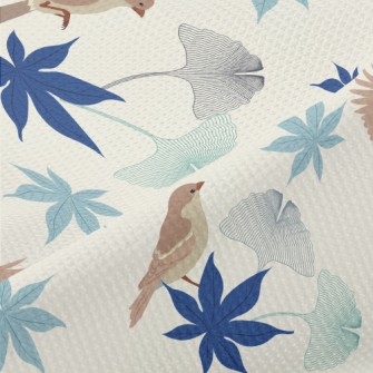 Colorful Leaves And Birds Piqué