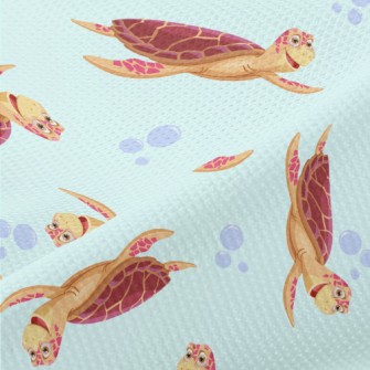 Happy Cartoon Turtle Piqué