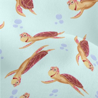 Happy Cartoon Turtle Lightweight Performance Linen