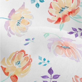 Colorful Watercolor Roses Lightweight Performance Linen