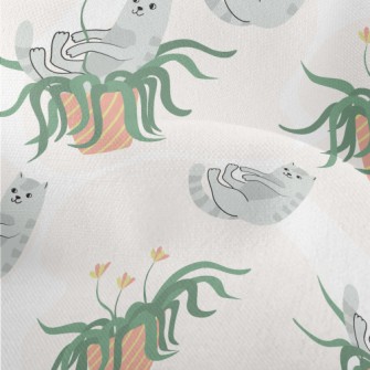 Cats Playing In Potted Plants Lightweight Performance Linen