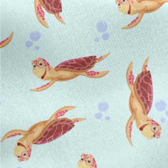 Happy Cartoon Turtle Jersey Backed Fleece