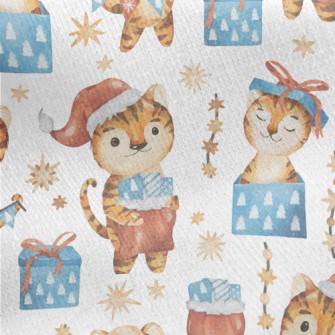 Merry Christmas Little Tiger Jersey Backed Fleece
