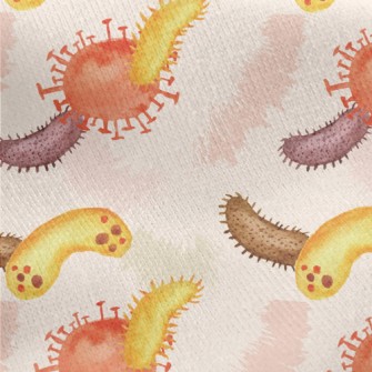 Hand Drawn Colorful Bacteria Jersey Backed Fleece
