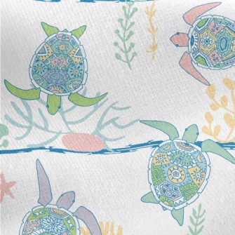 Ethnic Hand-painted Turtle Jersey Backed Fleece