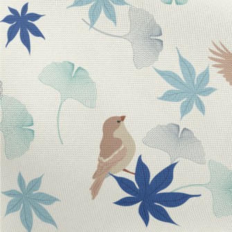 Colorful Leaves And Birds Pongee