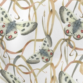Watercolor Meadow Butterfly Lightweight Cotton Poplin