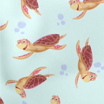 Happy Cartoon Turtle Lightweight Cotton Poplin